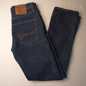 Mens Hollister Denim Jeans Size 29x30 Buttonfly Slim Straight Dark Wash